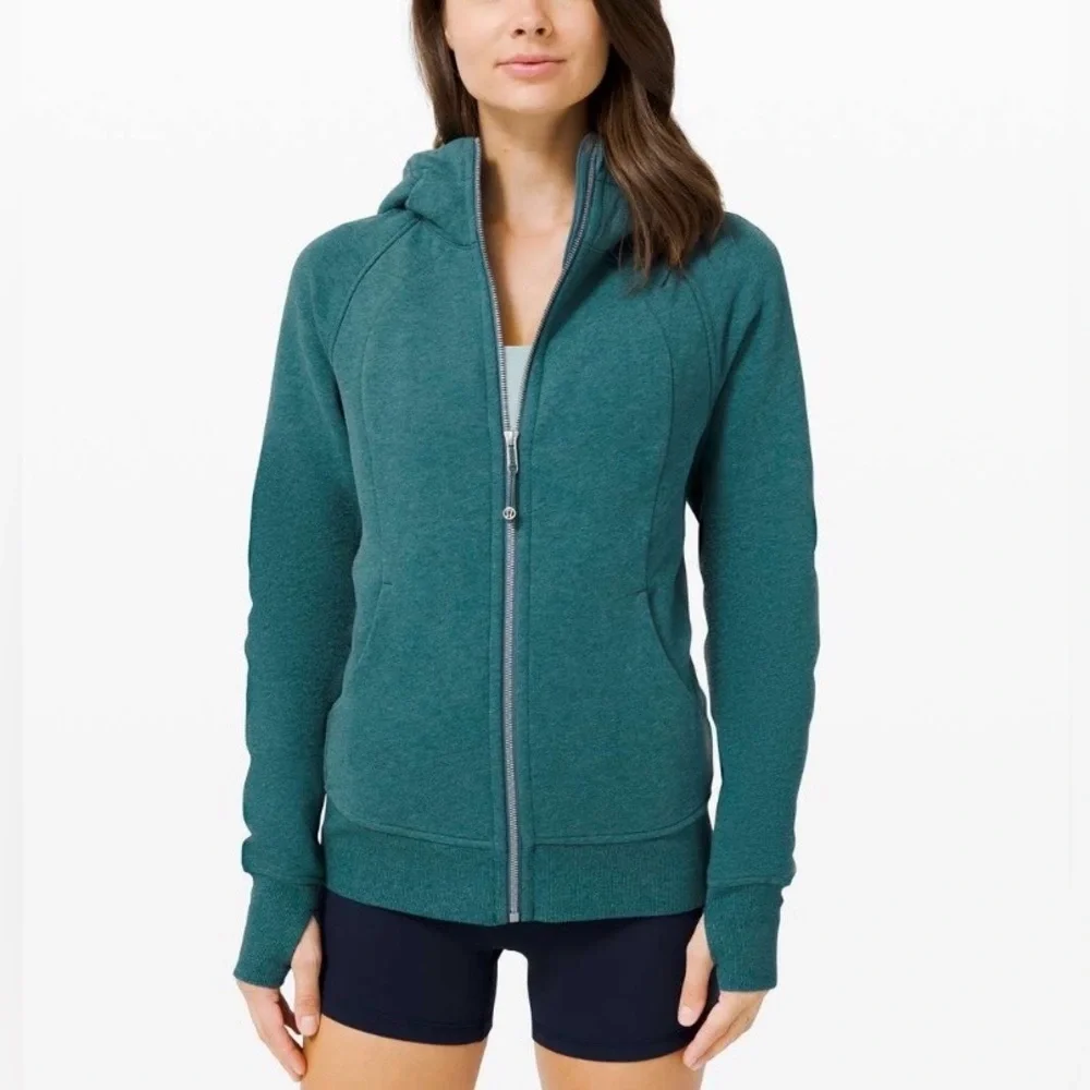 Lululemon Scuba Hoodie Pullover Light Cotton Fleece Desert Teal Heathered Sz 4